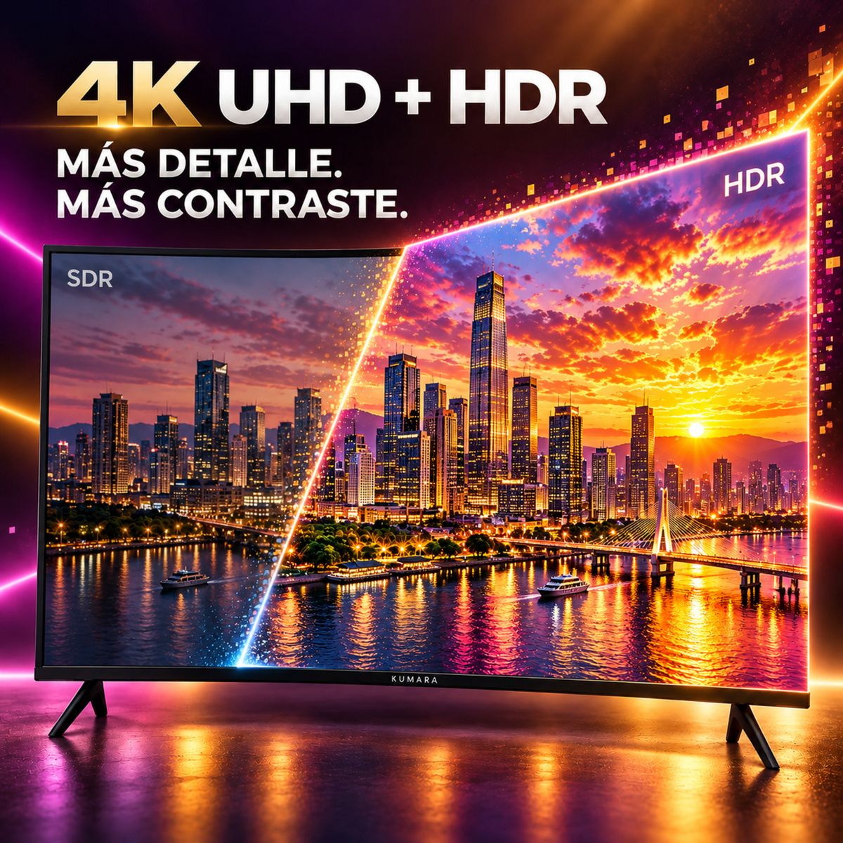 KUMARA - Televisor KUMARA 50" QLED 4K Smart TV VIDAA con Control por Voz