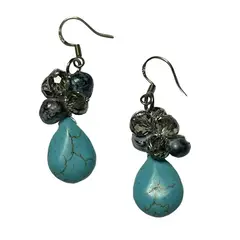 TAETHAI - Aros colgantes de piedras naturales y Crisocola turquesa