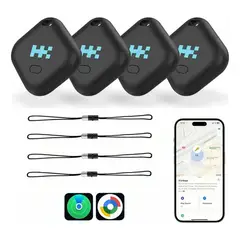 HARMONIK - Pack 4 Tag Localizador Airtag Compatible Con Apple Y Android Negro