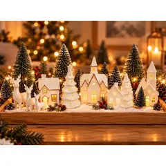 GENERICO - Adorno Navideño Casas Ceramicas con luces | decoracion navidad Set 8 pzas