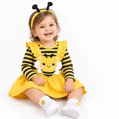 GENERICO - Disfraz De Abeja Bebé Niña Infantil Body, Falda Voladora Y Cintillo