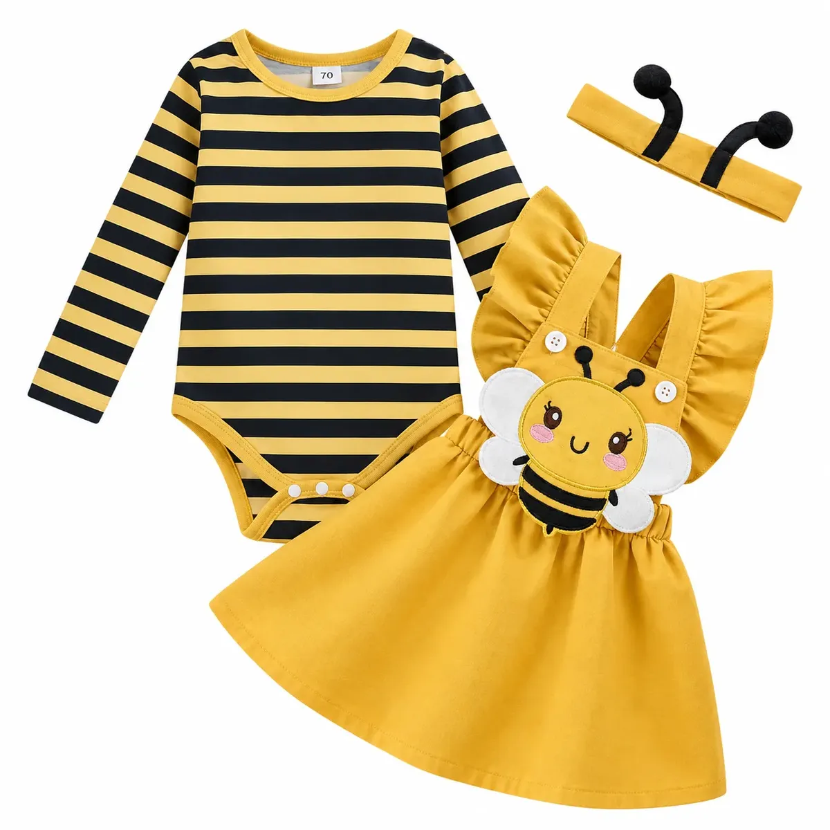 GENERICO - Disfraz De Abeja Bebé Niña Infantil  Body, Falda Voladora Y Cintillo
