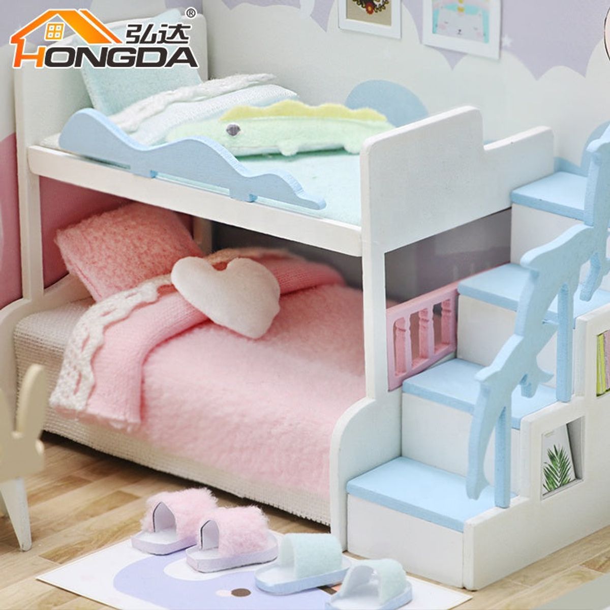 HONGDA - Kit Casa de Muñecas Miniatura DIY Dormitorio Sweet Dream para Armar S2003