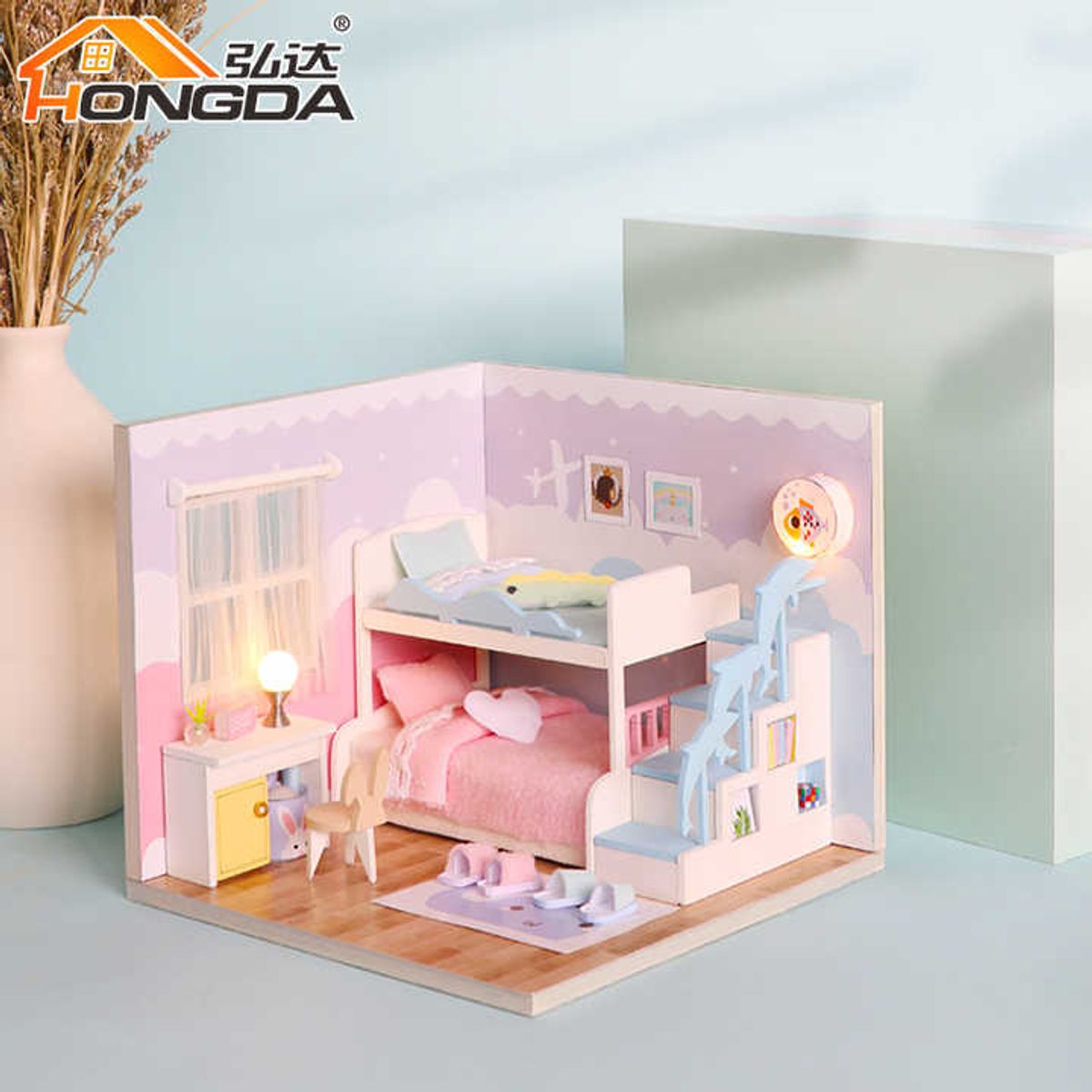 HONGDA - Kit Casa de Muñecas Miniatura DIY Dormitorio Sweet Dream para Armar S2003