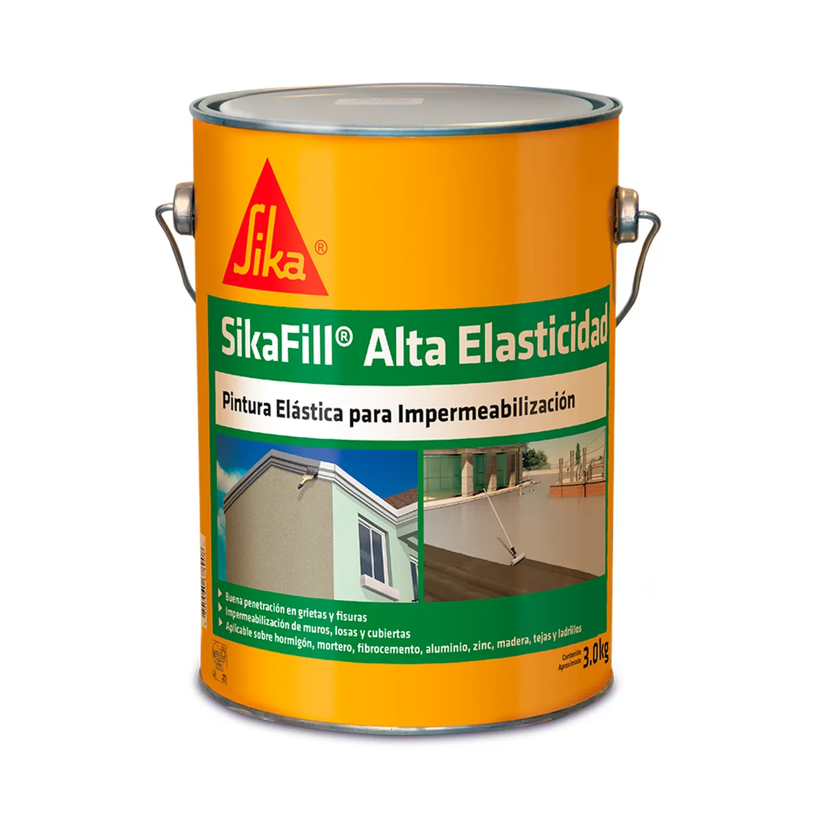 SIKA - SIKAFILL ALTA ELASTICIDAD - Revestimiento impermeable elástico acrílica base acuosa, tarro de 3kg
