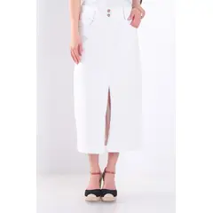 WADOS - FALDA DENIM PRETINA BASICA 1 BOTON CON ABERTURA EN DELANTERO