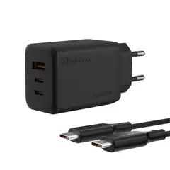 GENERAL - Solohour Gan Cargador 65w Con Cable Carga Rápido USB-C Y USB-A Negro