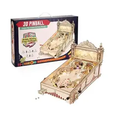 ROBOTIME - Pinball Flipper de Madera ROKR Puzzle 3D Mecánico Funcional para Adultos EG01