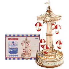 ROBOTIME - Puzzle 3D de Madera ROKR Torre de Paracaídas con Luces LED 184 Piezas EA01