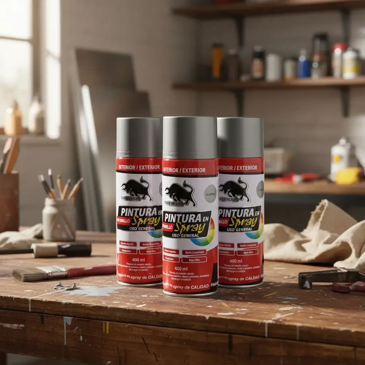 TORO - Pack 3 Pintura en Spray Uso General Toro Negro 400 ml – Secado Rápido