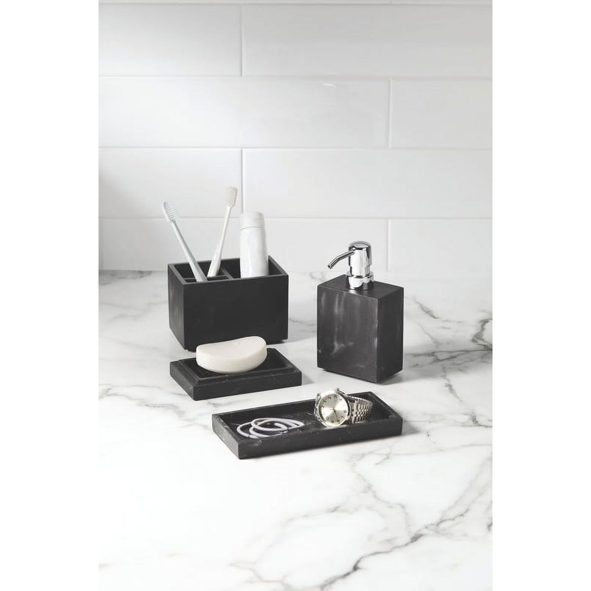 BETTER - Set Organizador Baño Better Homes Gardens Marmol Negro 4 Piezas