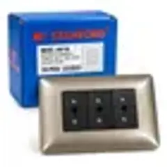 STANFORD - Pack 10 Tomacorrientes Enchufe Triple MOD.4918 – 10A / 250V Certificado SEC (Color Café / M