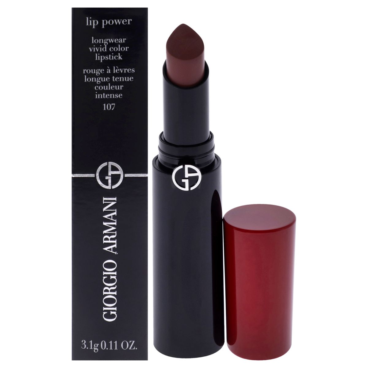 GIORGIO ARMANI - Giorgio Armani - Labial Lip Power de larga duración y color intenso - Tono 107 Sensual - 3 ml