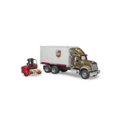 BRUDER TOYS - BRUDER - Camión MACK Granite - Logística UPS + Grúa Horquilla - Escala 1:16