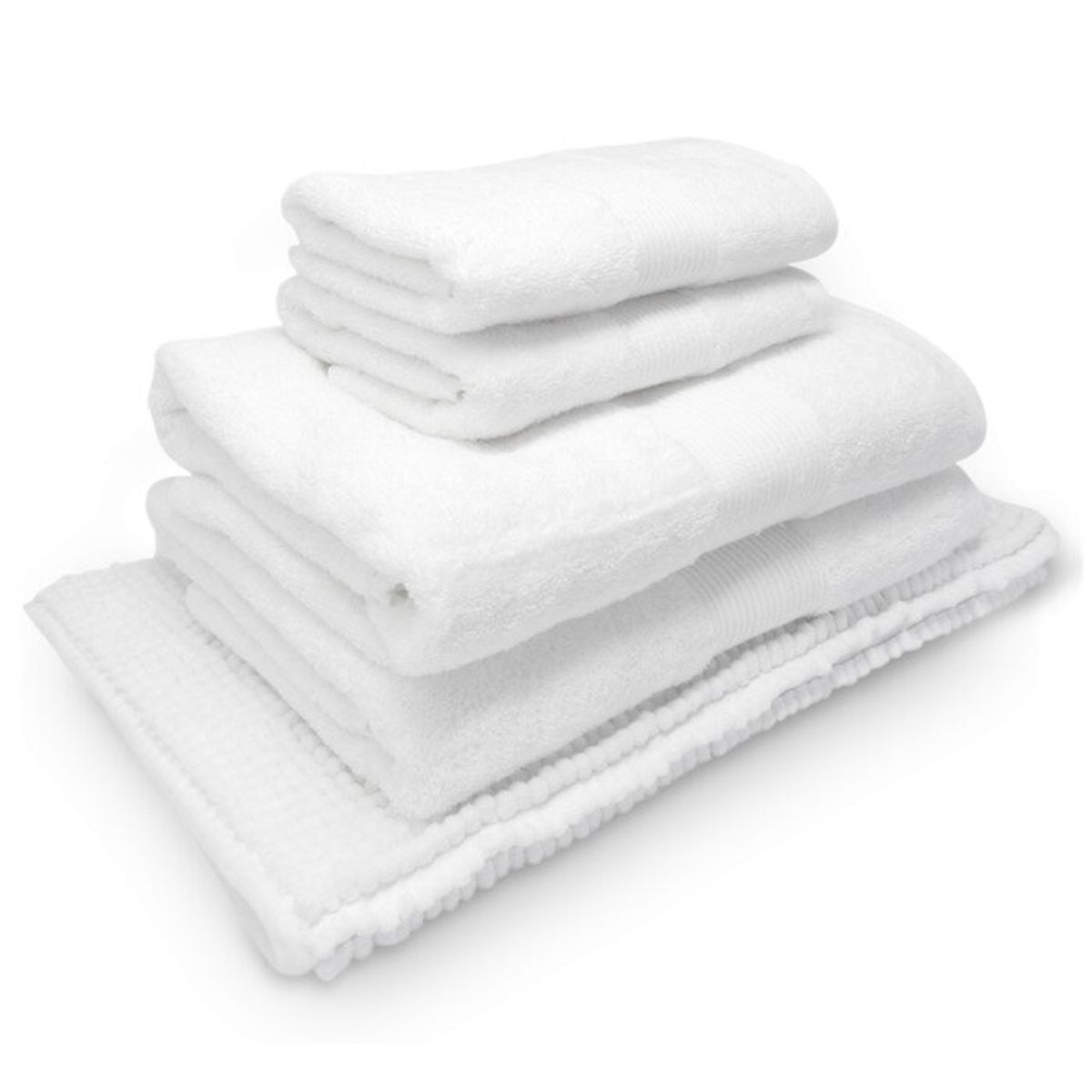 CASATUA - Toallas 100% Algodón Set 5: 2 Baño+2 Mano+1 Piso