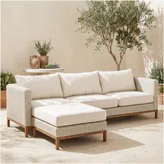 HOMER DESIGN - Juego De Terraza Amalia Modular 3 Piezas Sofá Con Otomana