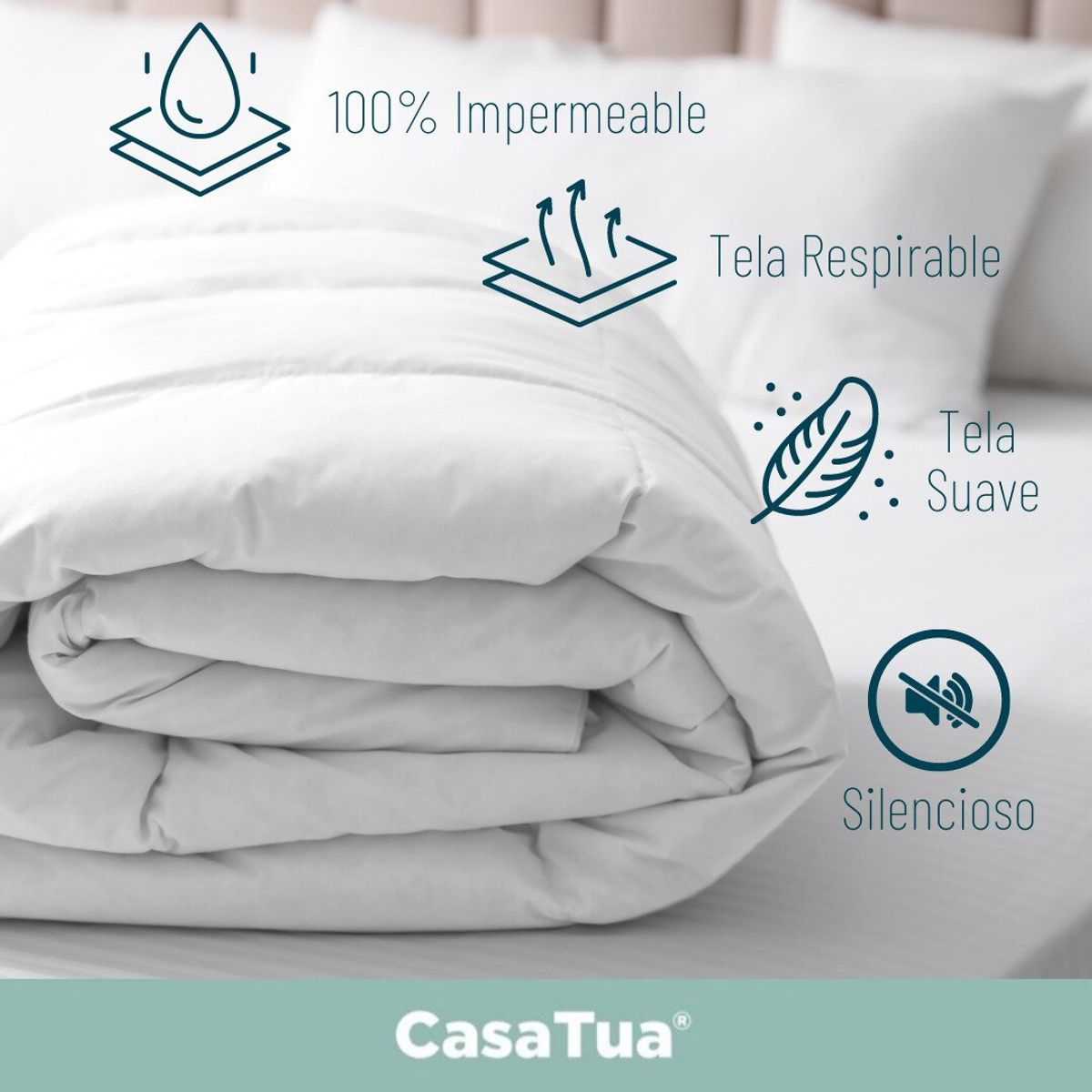 CASATUA - Cubre Colchon Impermeable Protector Cama King