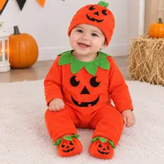 JUMP KIDS - Disfraz Conjunto Halloween Calabaza Bebe 3 Piezas