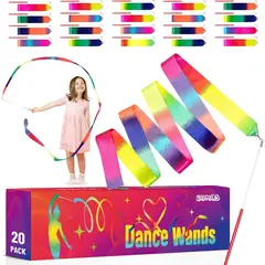 BAILE - 20 Varitas Cinta Arcoíris para Niños