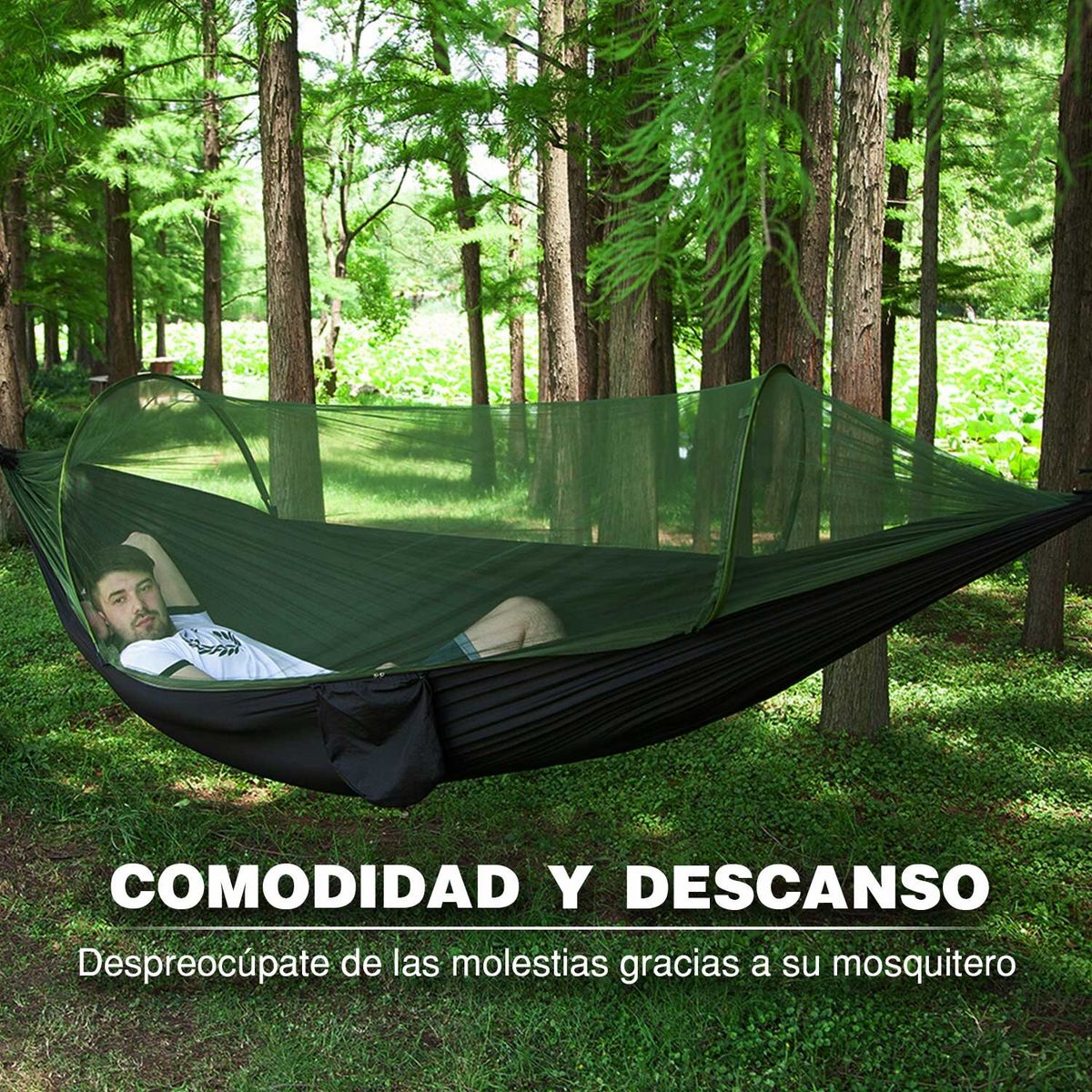  - Hamaca Camping Outdoor con Mosquitero Verde