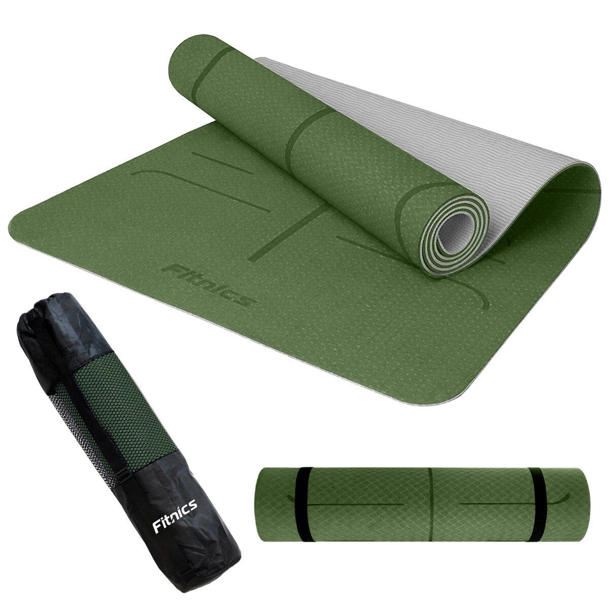 FITNICS - Mat Yoga Colchoneta Guías Eco 8Mm  Bolso  Correa