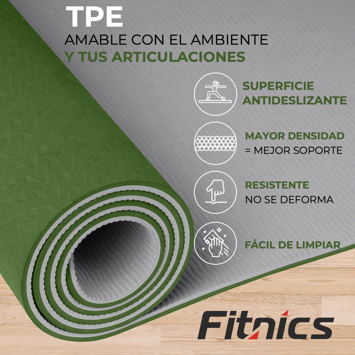 FITNICS - Mat Yoga Colchoneta Guías Eco 8Mm  Bolso  Correa