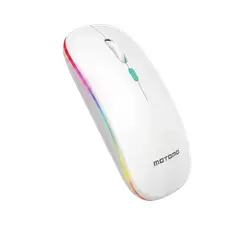 MOTOMO - Mouse Inalámbrico Recargable Rgb 1600 Dpi 2.4g Plata