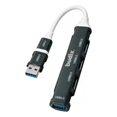 BUDIX - Hub Usb 4 Puertos Usb 3.0 Entrada Tipo C Y Usb-a
