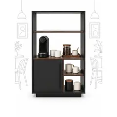 GENERICO - Librero Buffet Aparador Negro Elegante Mueble Café Bar Organizador Comedor Living 70x38x110cm