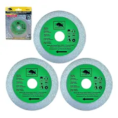 GENERICO - Pack 3 Discos de Corte Diamantado para Vidrio y Porcelanato 115 mm (4 1/2") – Color Verde