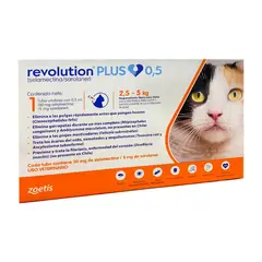REVOLUTION - Pipeta PLUS 2,5 a 5 kg - Antiparasitario Int/Ext