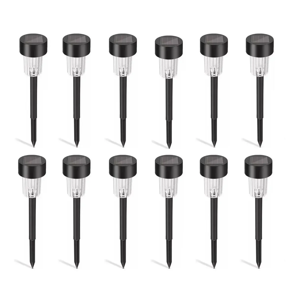 IMPORTCLICK - Pack 12 Estacas Focos LED Solar Jardín Exterior Negro