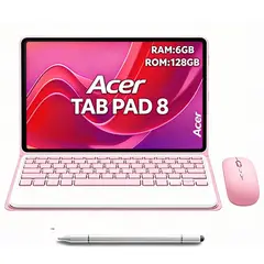 ACER - Tablet Pad 8 4GB+64GB WiFi 8 pulgadas y Lápiz óptico + Mouse&Teclado Rosa