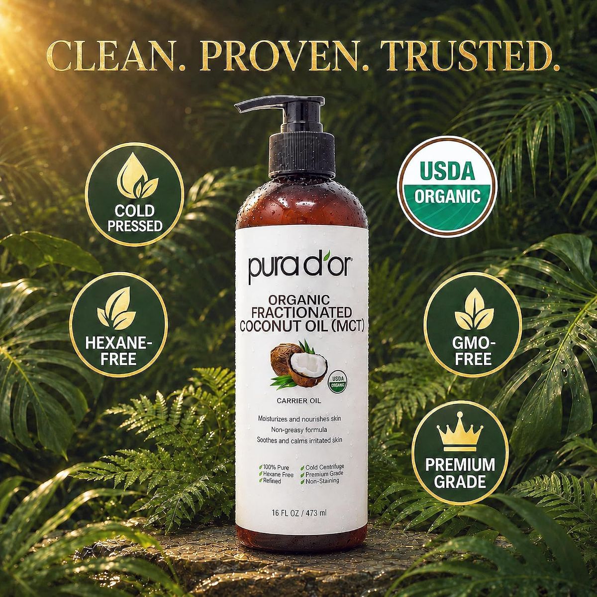 PURE - Aceite Coco Fraccionado Organico Puré Dor 473ml USDA