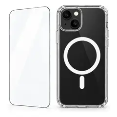 GENERICO - Carcasa Transparente Magnética + 1 Mica Compatible con iPhone 13 mini
