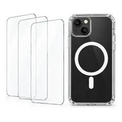 GENERICO - Carcasa Transparente Magnética + 3 Micas Compatible con iPhone 13 mini
