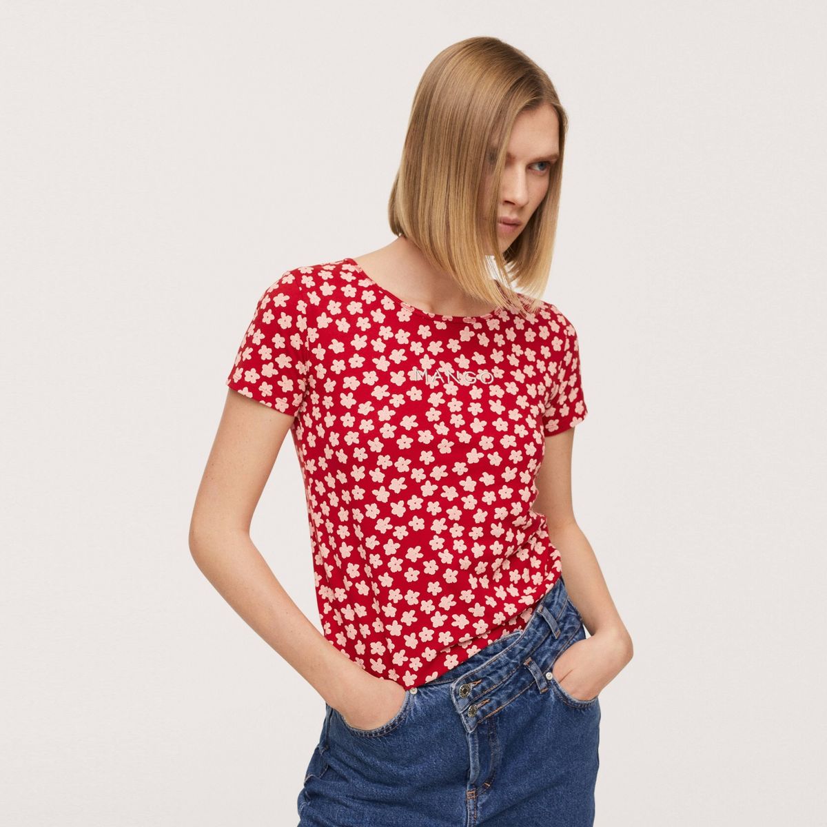 MANGO - Mango Polera Algodón Reciclado Logo Mangofi-H Mujer