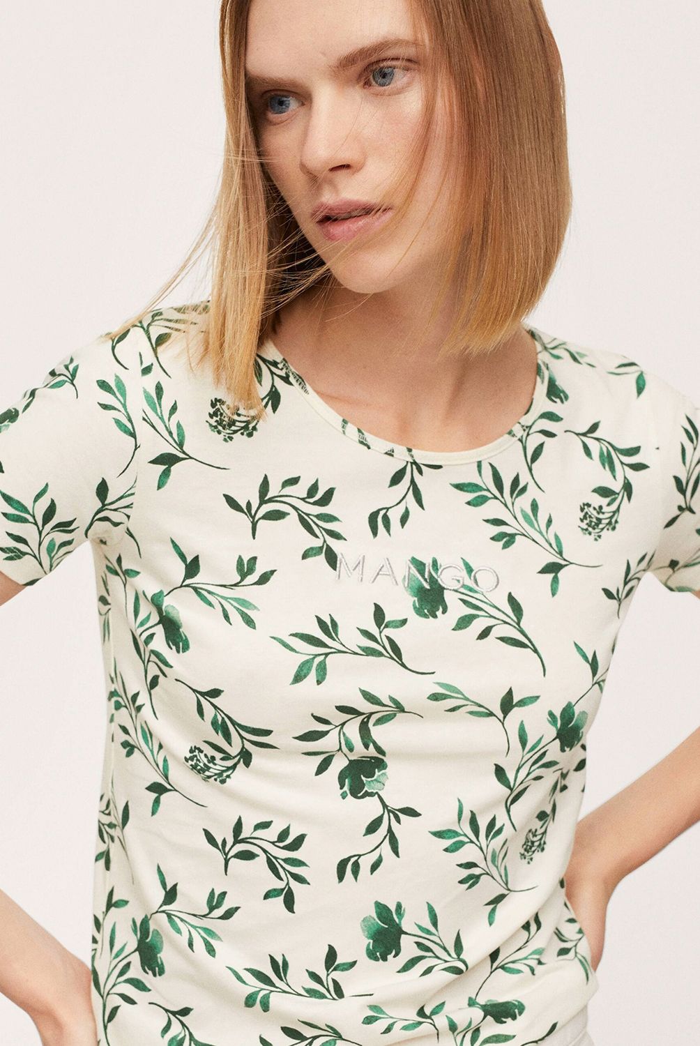 MANGO - Mango Polera Algodón Reciclado Logo Mangofi-H Mujer