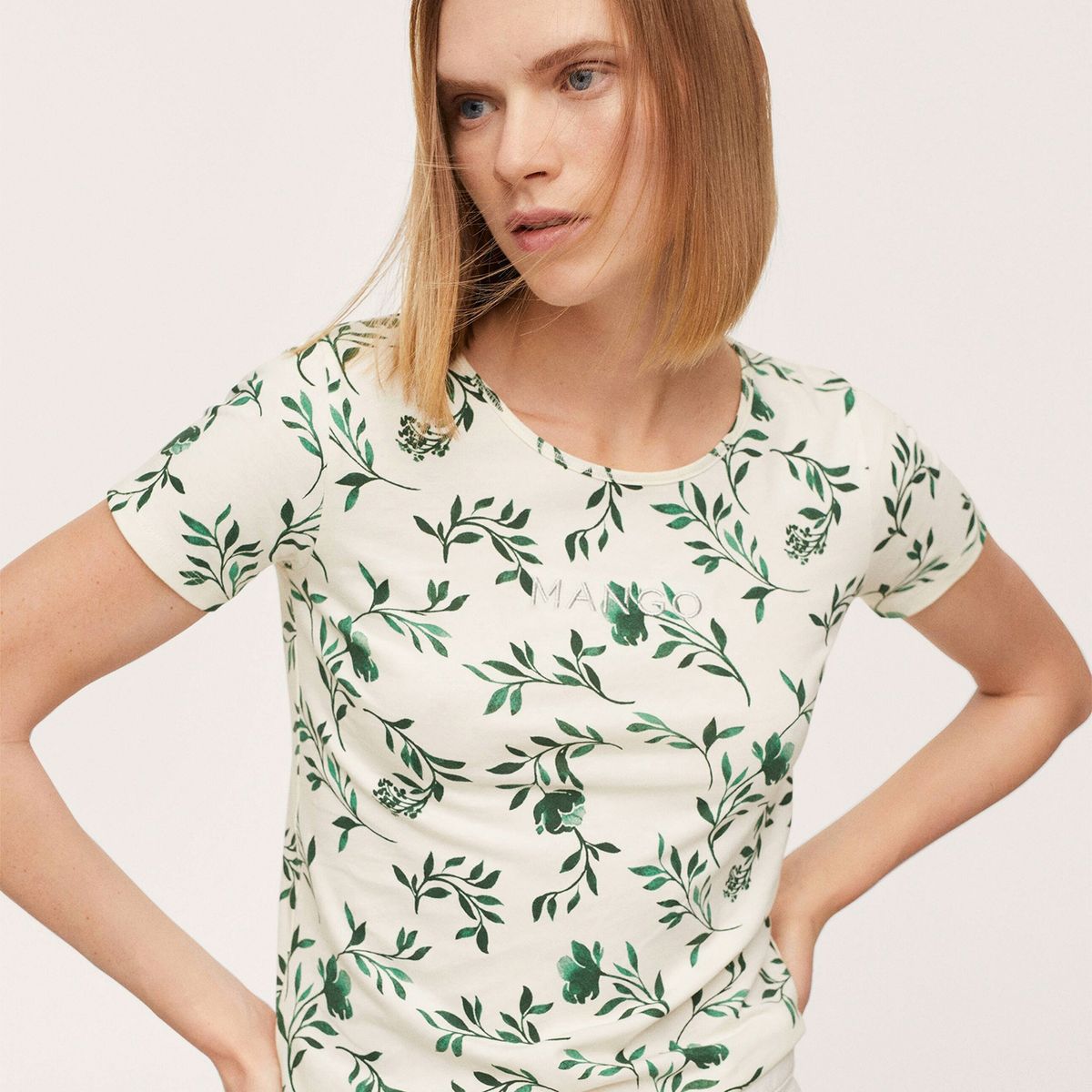 MANGO - Mango Polera Algodón Reciclado Logo Mangofi-H Mujer