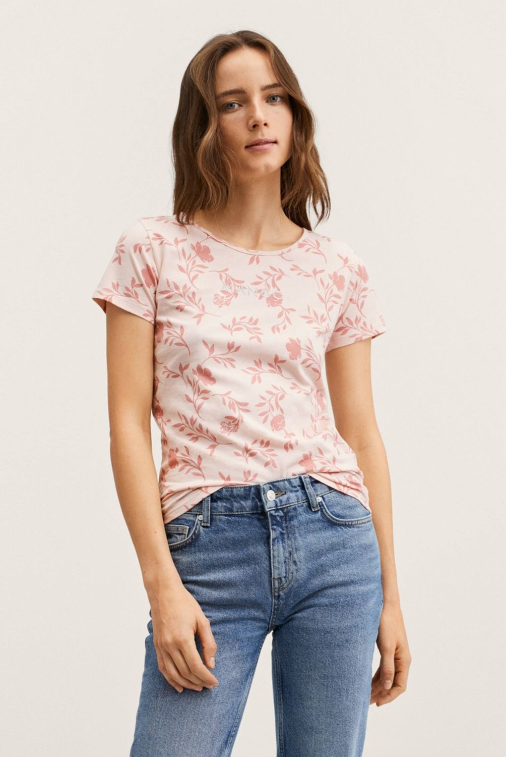 MANGO - Mango Polera Algodón Reciclado Logo Mangofi-H Mujer