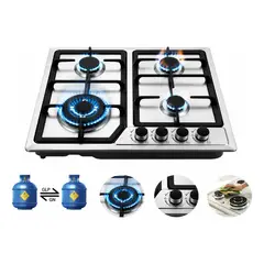GENERICO - Encimera Cocina A Gas Con Encendido Eléctrico 4 Quemadores