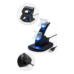 GENERICO - Cargador Base Doble Para Controles Ps4 Dualshock 4 Negro