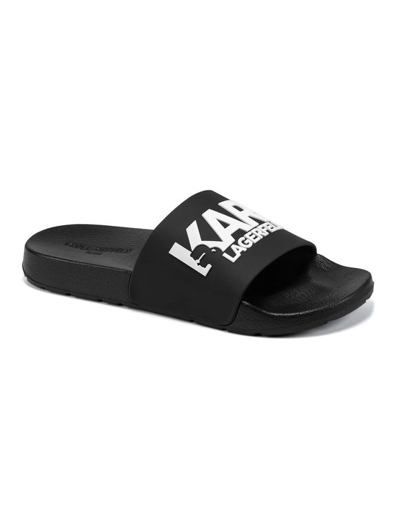 Sandalias de goma logo en relieve Negro