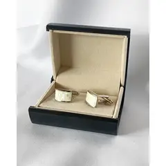 GENERICO - Colleras Gemelos Rectangulares Nacar Blanco Y Plata Plateado