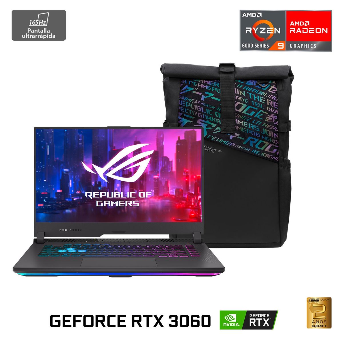 ASUS - Notebook ROG Strix G15 AMD Ryzen 9 NVIDIA GeForce RTX 3060 16GB RAM 512GB SSD 15.6" 165Hz Asus