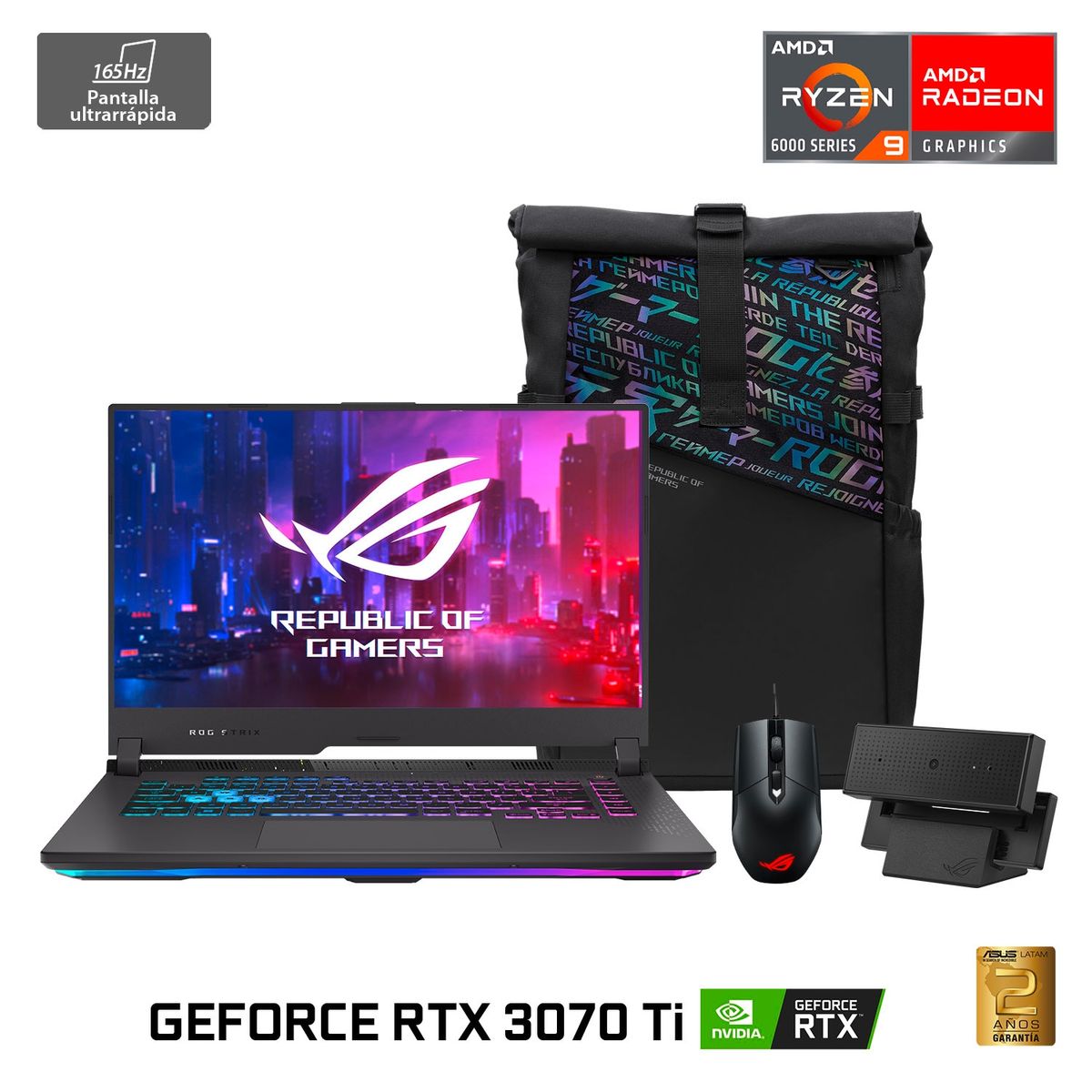 ASUS - Notebook Gamer ROG Strix G15 AMD Ryzen 9 NVIDIA GeForce RTX 3070TI 16GB RAM 1TB SSD 15,6" WQHD 165Hz Asus