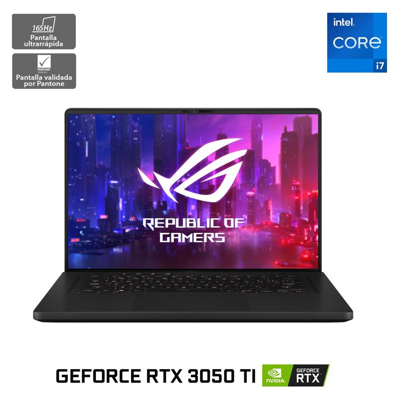 ASUS - Notebook Asus Gamer ROG Zephyrus M16 GU603ZE-LS001W Intel Core i7 NVIDIA GeForce RTX 3050 Ti 8GB RAM 512GB SSD 16" WUXGA 165Hz