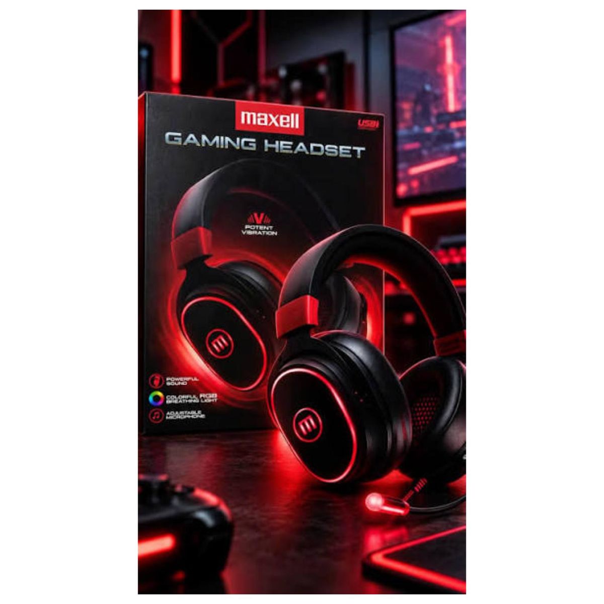 MAXELL - Audifonos Gamer Alambricos USB Microfono H-Mic Samurai Maxell