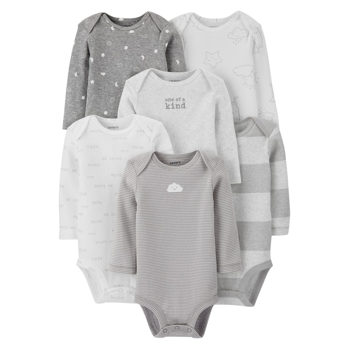 CARTER'S - Pack de Body 6 Unidades Manga Larga Unisex Bebé Carter´s