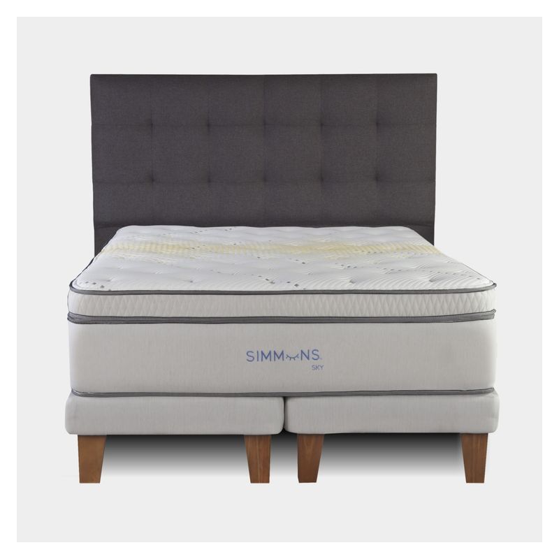 SIMMONS - Cama Europea 2 Plazas Sky Simmons 150 x 200 Cm Base Dividida + Respaldo